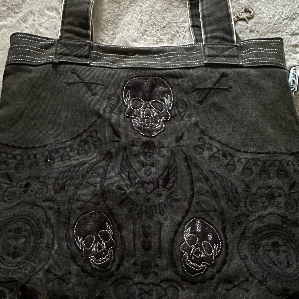 Loungefly Tote, bag, Goth, biker look with Skulls